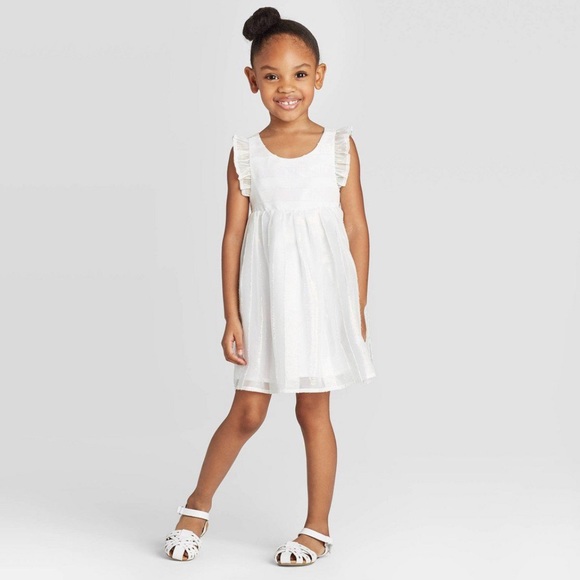 3 FOR $30 - Cat and Jack White Iridescent Striped Dress - VGUC - Picture 7 of 8